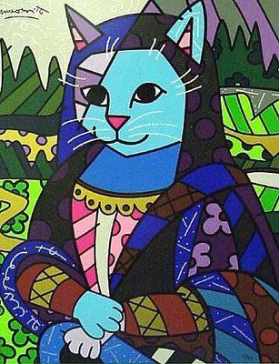 Mona cat painting - Unknown Artist Mona cat art painting